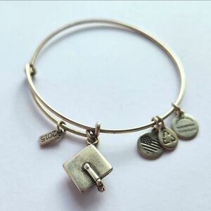 Alex and Ani Graduation Cap Charm Bracelet Bangle Silver Charity Adjustable